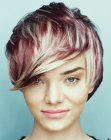 Short hair with a play of multiple layers of hair colors
