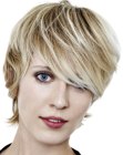 short haircut with a long fringe