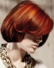 Side view of a classic bob with curved bangs