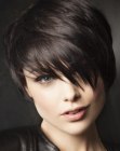 short hair with diagonal styling
