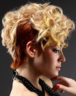 Short two tone hairstyle with curls and sleek sections