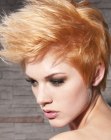 Dynamic short hairstyle with lifted hair and sharp texture