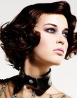 Short trapeze shape hairstyle with large curls