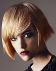 Short bob with uneven ends and long side bangs