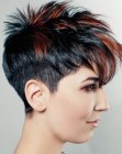 Punk haircut with a short back and long strands in front