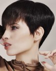 Short hairstyle with a smooth clipper cut nape