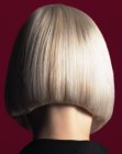 Back view of a precision bob with a concave cut neck section