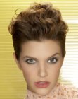 short hair styled backwards