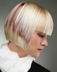 Precise cut chin length bob with blunt cutting lines and straight bangs