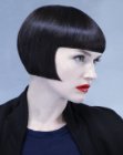 Extremely straight and sleek short bob with bangs
