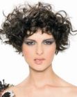 Short hairstyle with stacked layers and curls