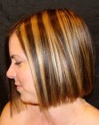Blunt bob with hair that gradually lengthens towards the front