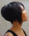 Inverted bob with a very short nape section