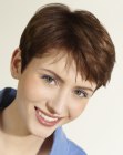 pixie with brow-length bangs