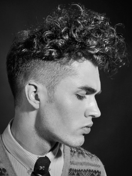 Shaved sides haircut for men with curls