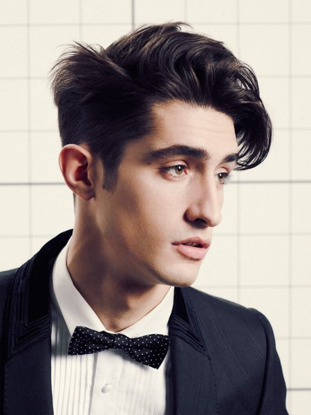 Retro men's hairstyle with clean cut lines