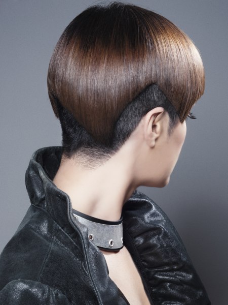 Short hairstyle with a clipped undercut