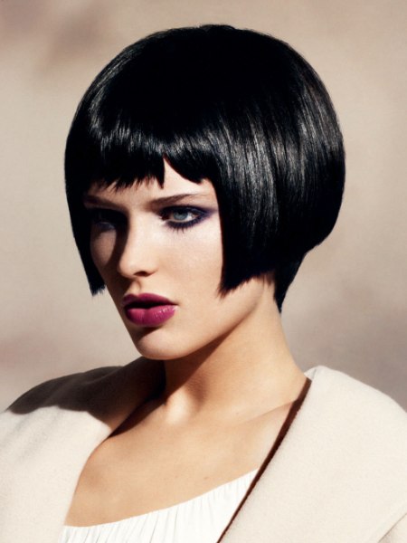 Modern short bob with a short fringe