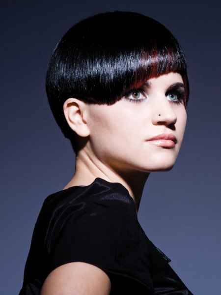 Short hair styled for a shiny satiny surface