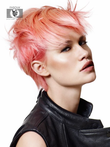 Pixie cut with rose hair coloring