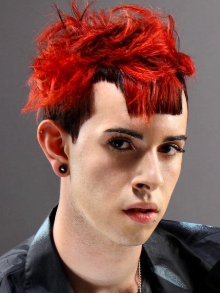 Punk mohawk look for men with orange and red hair