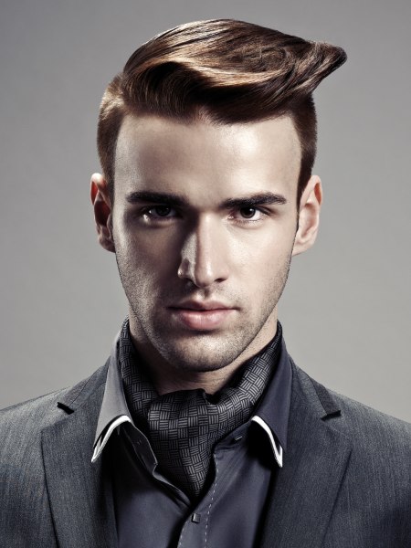 Male rockabilly look haircut with a quiff
