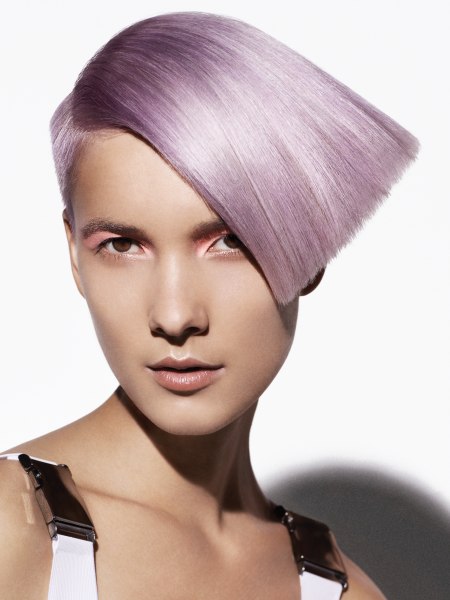 Lavender color wedge haircut