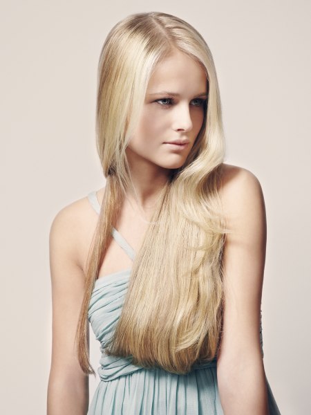 Long very straight and sleek hair