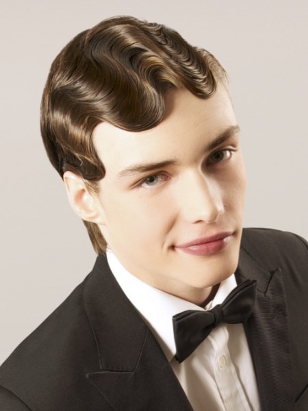 Gatsby hairstyle with finger waves for men