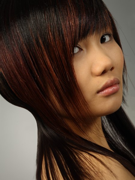 Shoulder long Asian hair