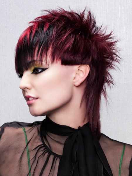 Short haircut with spikes and a long tapered nape