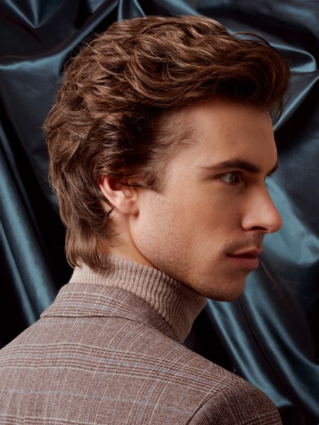 Side view of a long hair style for men
