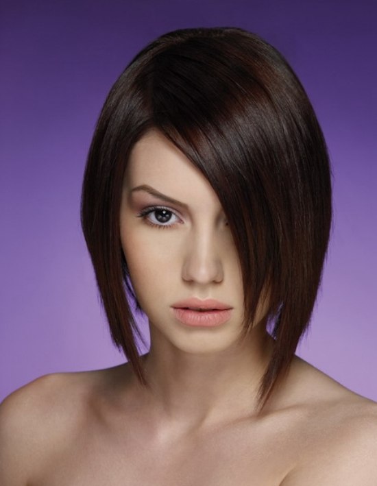 line hairstyles. sleek A-line bob