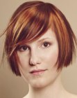 Short bob with a marbled hair color effect