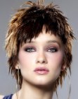 Short hairstyle with a round outline and intense texturizing