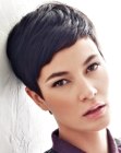 Fresh short pixie hairstyle with pointy sides