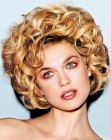 Short vintage hairstyle with curls and all hair out of the face