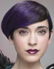 Sleek short hair with a black and purple color combination