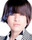 Bowl cut hair with texture along the cutting line