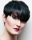 Black pixie cut softened with the tips of the scissors