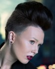Women's hair with clipper cut sides and back