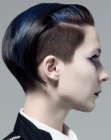 Androgynous short haircut with free ears and and clipper cut sides