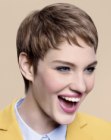 Very short hairstyle for young professional women