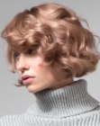 Classic chin length bob with side bangs and voluminous waves