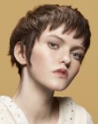 Short hairstyle with layering around the edgtes of the face
