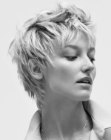 Short boyish hairstyle with a tapered neck for women