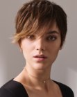 Feminine short hair with extra length at the front
