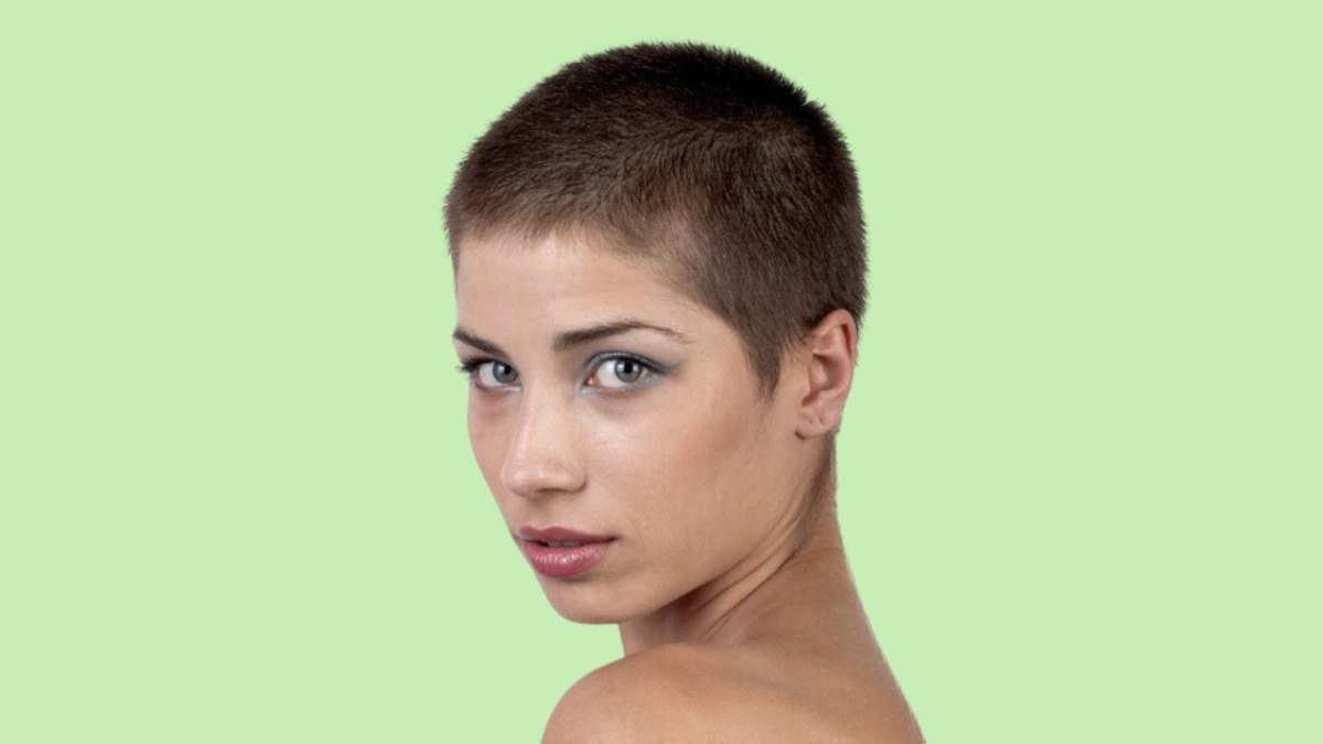 Very Short Hair. buzzed lady