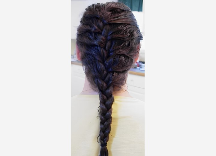 Finished French braid after following the step by step braiding instructions
