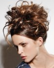 Updo with different contrasting textures